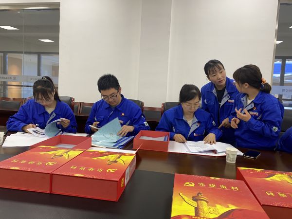 4月18日，制氣車間黨支部與質(zhì)量監(jiān)督檢驗(yàn)部黨支部在彬州公司會議室開展對標(biāo)交流活動。查閱制氣車間黨支部黨建臺賬畫面。.jpg